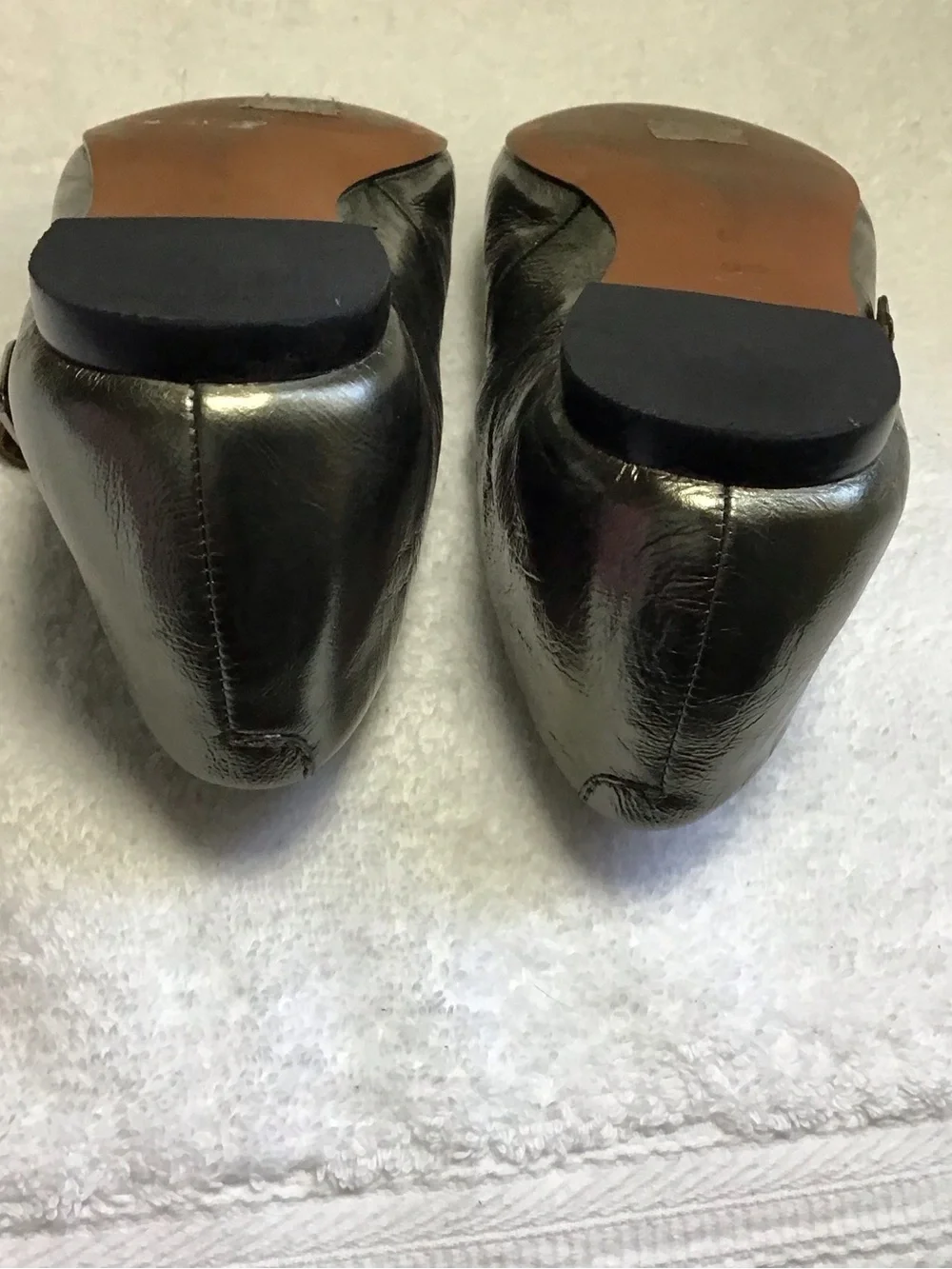 Madewell Metallic Olive Mary Jane Grommet Flats with Buckle Sz 9 - Picture 5 of 9
